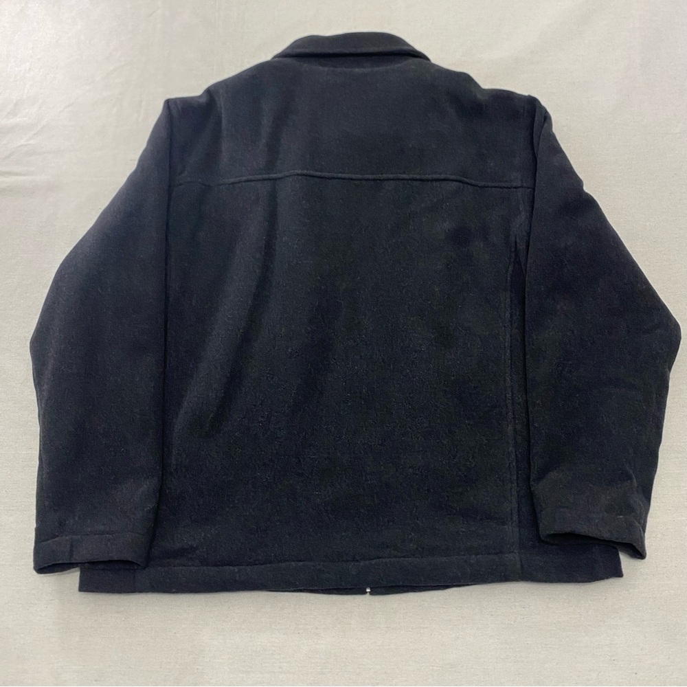 LL Bean Wool Bomber Jacket Coat Parka Mens Large Black 0DCY6 Winter Collared Zip - Picture 6 of 9